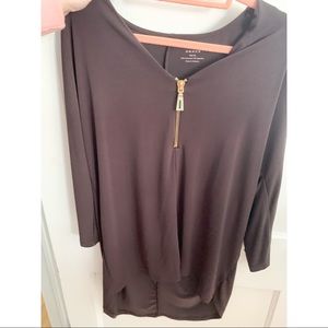 Quarter Sleeve Brown Tunic Blouse